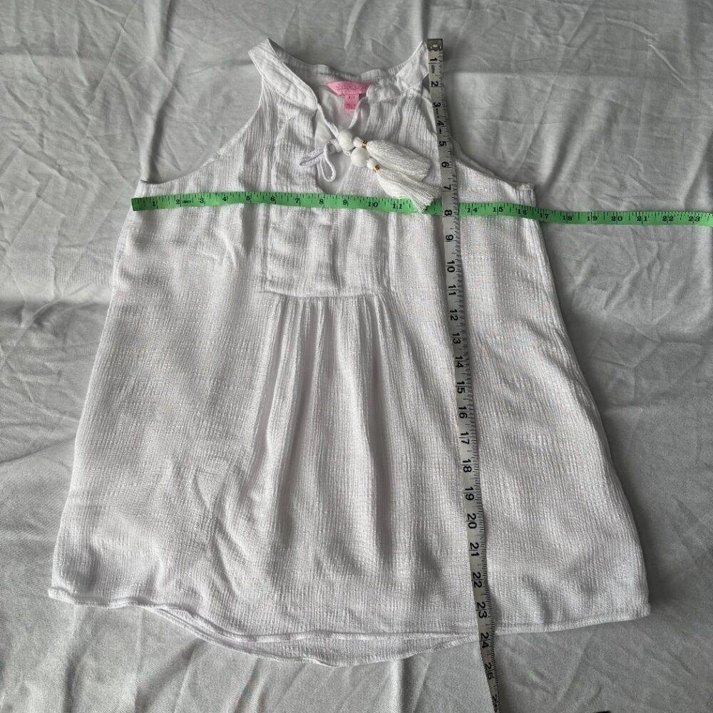 Lilly Pulitzer XXS White Tassel Halter Sleeveless Crinkle Top Resort White Boho - Picture 5 of 7